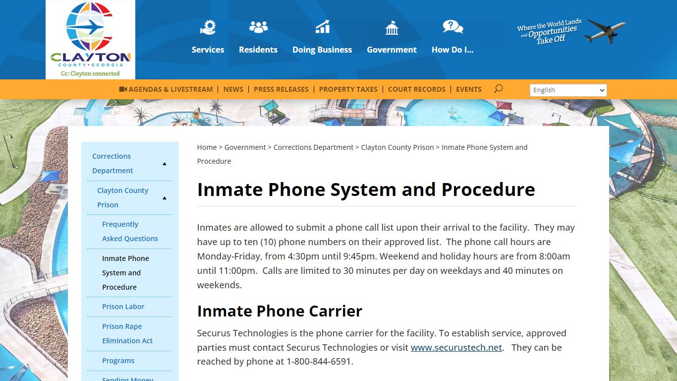 Inmate Phone System and Procedure | Clayton County, Georgia